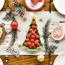 1pc Christmas Tree, Red Bird & Red Flower Merry Christmas Table Runner, Seasonal Winter Floral Kitchen Dining Table Decor, Home Party Decoration, Family Gathering Ornament