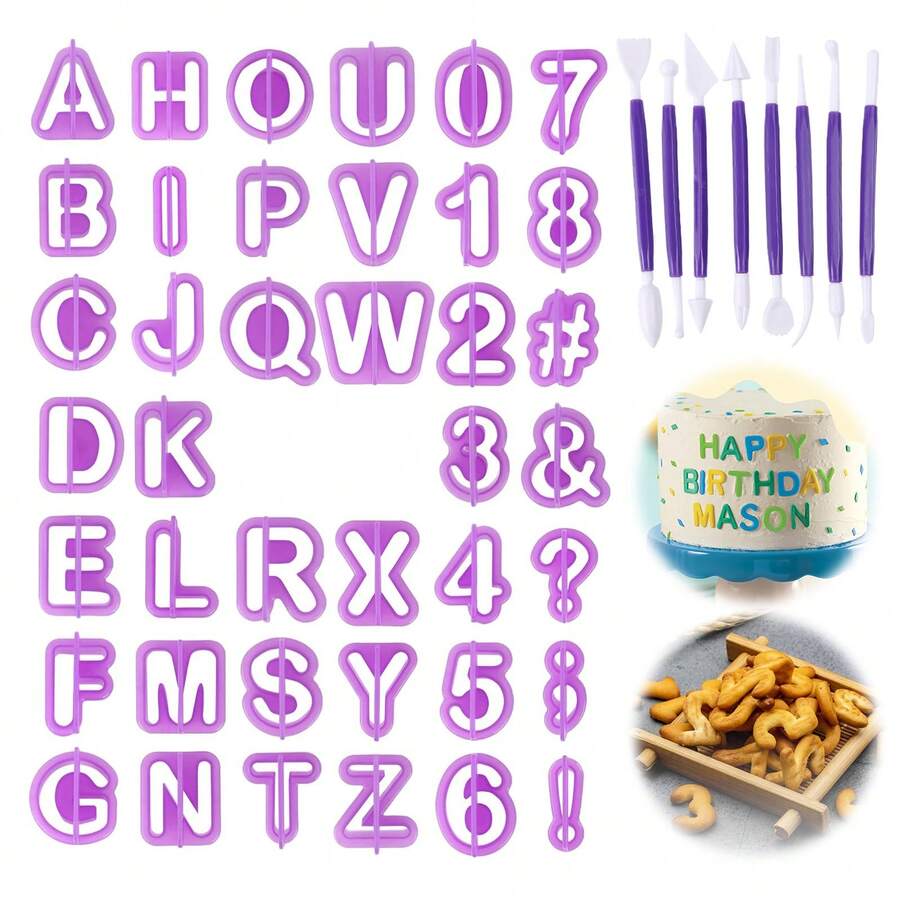 Alphabet Or Numbers Fondant Cake Mold, Cookie Stamp Impress, Embosser