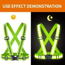 A Reflective Vest With High Visibility And Adjustable Reflective Tape, Suitable For Running, Walking, And Cycling At Night