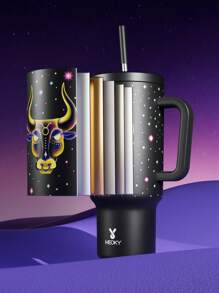 40oz Tumbler With Lid And Straw, Stainless Steel Insulated Water Bottle With Handle, Vacuum Insulated Water Bottle, Insulated Cup, Gift Drinking Cups, Keeps Cold For 34 Hours Or Hot For 10 Hours, Portable Suitable For Outdoor Camping, Hiking, Driving, And Car Travel (Taurus) - Black - View 7