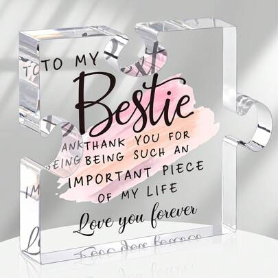 1pc,Acrylic Puzzle Gifts For Sisters - Desktop Decorations, Table Centerpieces, Office Desk Accessories - Beautiful Keepsake For Best Friends, Women, Birthday, Thanksgiving, Christmas, And More Birthday Graduation