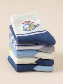 5 双卡通儿童袜子适合 1-12 岁儿童户外运动和日常穿着 - 彩色 - 查看 4