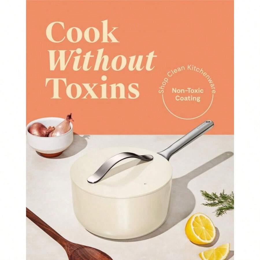 Caraway Nonstick Ceramic Sauce Pan With Lid (1.75 Qt) PTFE & PFOA