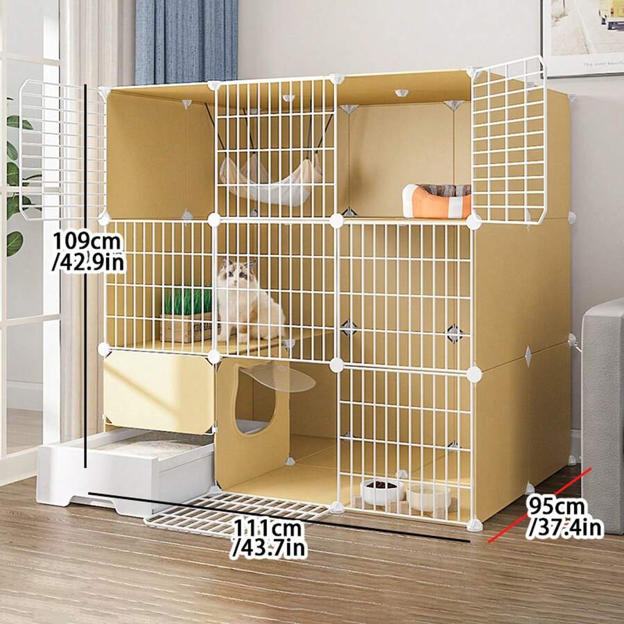 3Tier Spacious Cat Cage With Litter Box, Indoor Cat House Villa, Sale