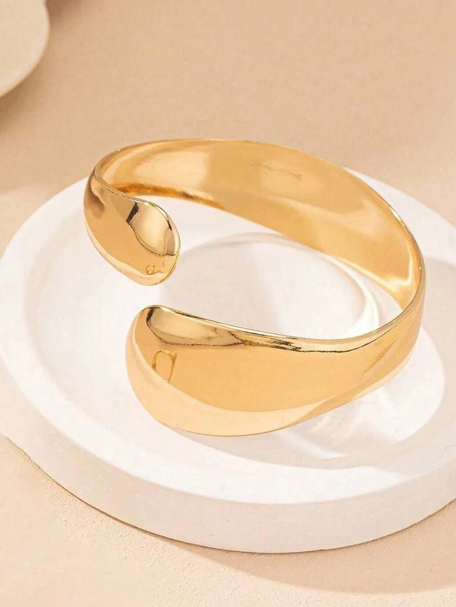 Water Drop Open Bangle Bracelet, European Style, Minimalist Design, Daily Accessory For Women