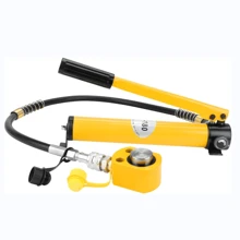 BriSunshine Hydraulikzylinder 10T mit Hydraulikpumpe CP-180, 12mm Hub, 45mm Eigenhöhe, 15.89cm² Nutzfläche, Ölspeicherkapazität 350cc Handpumpe, Ultradünner, für Gebäude und Brücken, Maschinenbau