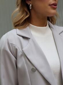 Women's Elegant Blazer Tailored Business Suit With Buttons - 灰色 - 查看 4