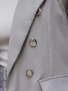 Women's Elegant Blazer Tailored Business Suit With Buttons - 灰色 - 查看 6