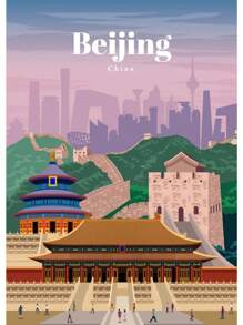 1 幅阿姆斯特丹东京伦敦冰岛巴厘岛温哥华旅行海报艺术城市绘画风景帆布画无框 - 彩色 - 查看 36