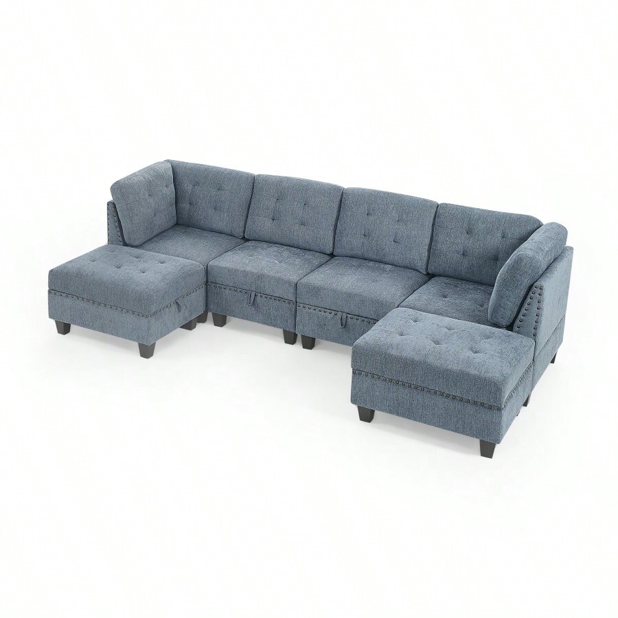 U Shape Modular Sectional Sofa, DIY Combination, Includes Two Single