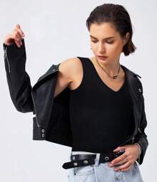 JUNLAN Chest Binder FTM Transgender LGBT  Tops Built-In Elastic Band Binder Bra For Women Tank Top - Black - View 5