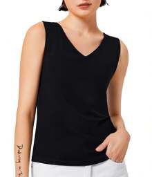 JUNLAN Chest Binder FTM Transgender LGBT  Tops Built-In Elastic Band Binder Bra For Women Tank Top - Black - View 1