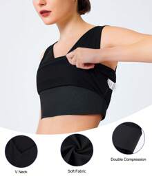 JUNLAN Chest Binder FTM Transgender LGBT  Tops Built-In Elastic Band Binder Bra For Women Tank Top - Black - View 3