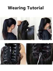 Curly Hair Ponytail Extension Dark Brown Claw Clip In Hair Extensions Ponytail 20" Wavy Ponytail Wig Synthetic Natural Fluffy Wig Daily Use Hair Christmas Hot Selling - Light Brown - View 9