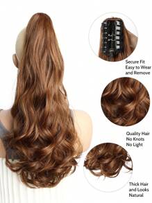 Curly Hair Ponytail Extension Dark Brown Claw Clip In Hair Extensions Ponytail 20" Wavy Ponytail Wig Synthetic Natural Fluffy Wig Daily Use Hair Christmas Hot Selling - Light Brown - View 5