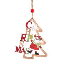 1pc Wooden Christmas Tree Frame, Santa, Reindeer & Snowman Painted Ornament, Christmas Tree Decoration,Home Decor ,Room Decor,Wall Decor