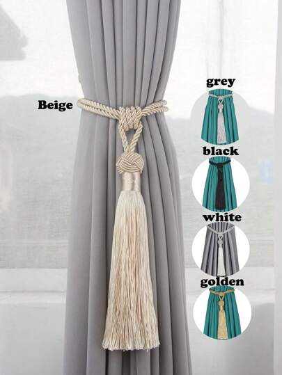 1pc/2pcs/4pcs Modern Minimalist Tassel Curtain Tie Backs, Multiple Colors & Sizes Available, Suitable For Curtain Fixing And Decoration