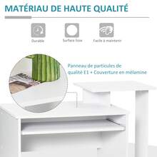 HOMCOM Table d'ordinateur à roulettes - Blanc - Voir 4