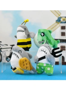 1 pieza Llavero con diente de tiburón de peluche divertido, colgante de muñeco de dibujo animado lindo - Multicolor - Ver 1