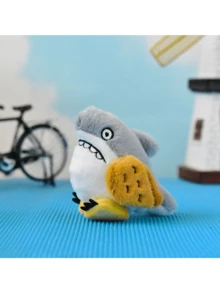 1 pieza Llavero con diente de tiburón de peluche divertido, colgante de muñeco de dibujo animado lindo - Multicolor - Ver 4