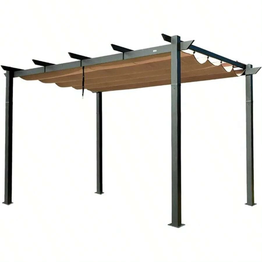 Outdoor Retractable Pergola With WeatherResistant Sun Shade Canopy