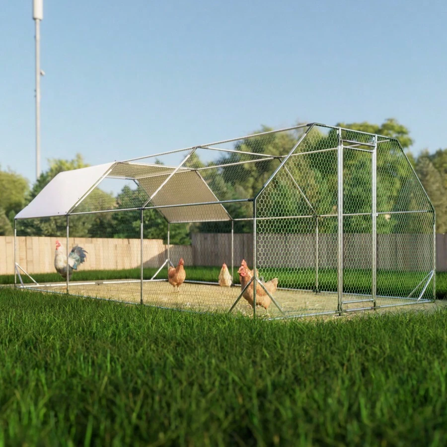 10 Ft. X 20 Ft. Galvanized Large Metal Walk In Chicken Coop Cage Farm