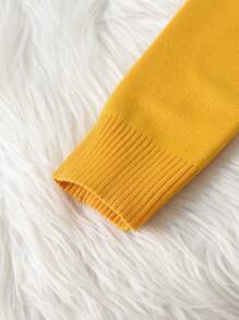 Áo len dệt kim họa tiết kẻ caro khối màu Jacquard cổ tròn cho bé trai, mùa thu và đông - Màu Mù tạt vàng - Xem 5