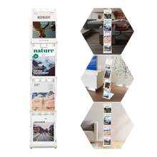 Prospektständer 4 Ebenen Faltbar Prospekthalter Katalogständer Flyerständer Infoständer A4 Displays Regal Zeitschriftenregal Literaturständer Faltprospektständer Bodenmontage - Weiss - Übersicht 7