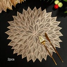 2pcs/4pcs/6pcs Leaf Shaped Heat Insulation Dining Table Placemat & Coasters Set, Heat Resistant Non-Slip Kitchen Table Mats, Asymmetrical Dining Table Pad For Hotel And Restaurant Decoration