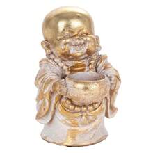 Signes Grimalt By SIGRIS - Figura Monje con Cuenco Dorado de Resina | Figura de Buda Figuras De Resina Para Jardin Figura Resina Decoración cm - Dorado - Ver 1
