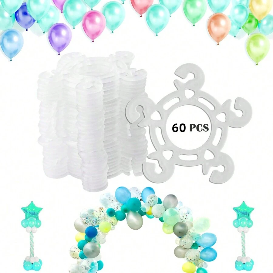 60pcs Balloon Clips, Tinabless Balloon Connectors For Balloon Arch, Column Stand And Flower Decoration,Christmas
