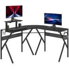 HOMCOM Table d'ordinateur à roulettes - Noir - Voir 2