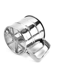 Taza coladora de harina de acero inoxidable, agitador manual de polvo de harina cernidor para hornear - Plateado - Ver 6