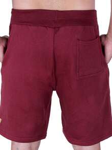 Men's Plain Sport Bermuda Shorts 100% Cotton - 酒紅色 - 查看 3