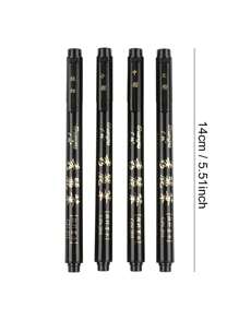 4 Packs Hand Lettering Pens, Refillable Calligraphy Pens Brush Marker Pens Set Black, 4 Size For Writing, Painting, Drawing - Black - View 2