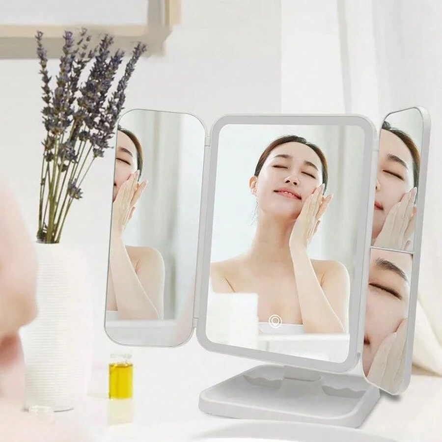 FD Makeup Mirror Led Light Triptych Magnification Makeup Mirrors - Multicolor - View 1
