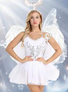 2PCS Halloween Angel Wings/Demonic Wings Set, Feather Props, Suitable For Party Decoration, Dance Events, Performances, Fashion Magazine Shoots, Model Parades And Various Holiday Role-Playing Props (Made Of Natural Feathers)