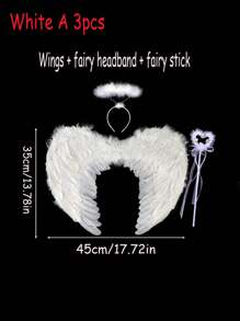 2PCS Halloween Angel Wings/Demonic Wings Set, Feather Props, Suitable For Party Decoration, Dance Events, Performances, Fashion Magazine Shoots, Model Parades And Various Holiday Role-Playing Props (Made Of Natural Feathers)
