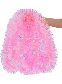 2件/套 - 粉色彩虹金属彩带，节日装饰，适用于生日、婚礼、节日、万圣节、圣诞节等各种场合，闪亮丝带适合室内外家居派对装饰、圣诞树装饰、圣诞工艺派对用品、圣诞树饰品、圣诞配件 - 粉色 - 查看 6