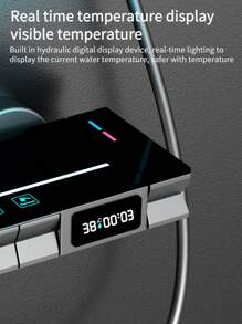 1set Gun Grey Digital Display Shower Faucet Set, Hot & Cold Water Tap, Home Bathroom Shower System, Wall Mounted Luxury LED Light, Powered By Water, Rainfall Shower Head With Handheld Sprayer, Bathtub Spout, Full Shower Combo Set Bathroom Accessories Bathroom Tools - Grey - View 5