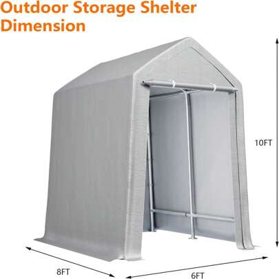 Portable Heavy Duty Outdoor Storage Shed – Waterproof Carport With Roll-Up Zipper Door For Vehicle And Item Storage