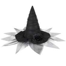 1 chiếc mũ phù thủy Baroque Halloween mới, mạng che mặt nữ hoàng Gothic & hoa giả trang trí, phụ kiện mũ phù thủy - Nhiều màu - Xem 16