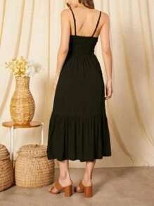 Plaid Midi Dress - 黑色 - 查看 2