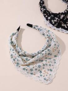 3pcs Women's Bohemian Style Floral Lace Headbands, Suitable For Daily Matching (Floral Pattern Colors May Vary In Depth) Head Accessories