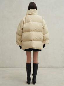 Abrigo holgado con cuello acolchado oversize - Albaricoque - Ver 5