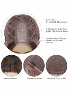 Peluca ondulada de hombros, rubia ombré, de 14 pulgadas, con raya al medio, para mujeres, de aspecto natural, de fibra sintética resistente al calor, para uso diario y de fiesta - Multicolor - Ver 9