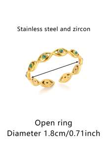 1Pc Turkish Eye Evil Eye Open Rings For Women Colorful Cubic Zirconia Stainless Steel Open Adjsutable Finger Ring Charm Jewelry Fashion Accessories Christmas Gifts