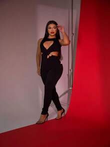 Ribbed Jumpsuit - 黑色 - 查看 5