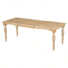 TOPMAX Vintage Traditional 82.7inch Extendable Dining Table With 23.6inch Removable Leaf, Natural - 奶油色+棕色+橡膠木+傳統如圖 - 查看 3