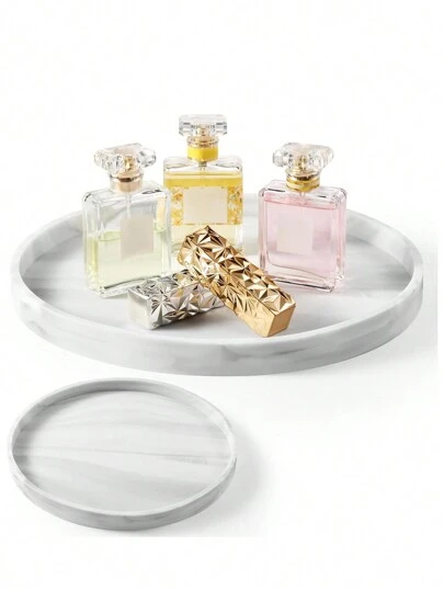 浴室收纳和储物，硅胶大理石纹理旋转化妆品储物托盘，用于香水、护肤品、化妆品和浴室储物，储物盒，圣诞家居装饰，装饰，圣诞节，餐桌装饰，木托盘，老钱风格，花瓶，盘子，木托盘，盘子，咖啡桌，装饰托盘，餐桌装饰，家居饰品，黑色饰品，沙发扶手托盘，波西米亚风情，适合假日海滩，浴室系列，卧室系列，大容量